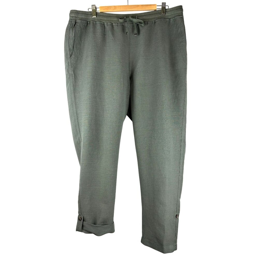 Preppy Coastal Grandma NWOT J.jill Linen blend Drawstring pants, women's 1X